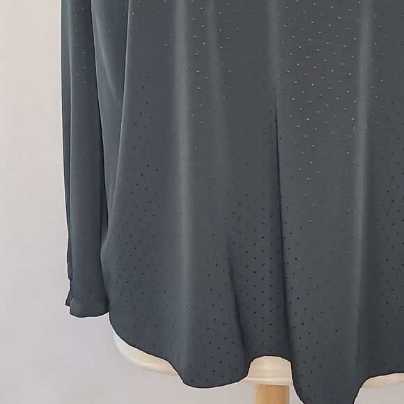 Ava & Viv Black Long Sleeve Dot Textured Blouse - Picture 3 of 10